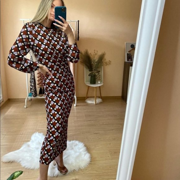 Zara Printed Midi Dress Sz S, L NWT - Picture 3 of 12